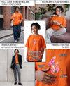 T.T. Women|Oversized Printed T-Shirt|Round Neck|Soft Breathable Cotton Fabric | Street , Casual & Outdoor Wear Tees|Flower Print|Orange