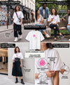 T.T. Women|Oversized Printed T-Shirt|Round Neck|Soft Breathable Cotton Fabric | Street , Casual & Outdoor Wear Tees|Wild Flower Print|White