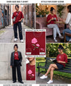 T.T. Women|Oversized Printed T-Shirt|Round Neck|Soft Breathable Cotton Fabric | Street , Casual & Outdoor Wear Tees|Wild Flower Print|Red