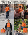 T.T. Women|Oversized Printed T-Shirt|Round Neck|Soft Breathable Cotton Fabric | Street , Casual & Outdoor Wear Tees|Wild Flower Print|Orange