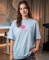 T.T. Women|Oversized Printed T-Shirt|Round Neck|Soft Breathable Cotton Fabric | Street , Casual & Outdoor Wear Tees|Wild Flower Print|Baby Blue