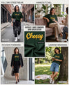 T.T. Women|Oversized Printed T-Shirt|Round Neck|Soft Breathable Cotton Fabric | Street , Casual & Outdoor Wear Tees|Cheesy Print|Green