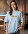 T.T. Women|Oversized Printed T-Shirt|Round Neck|Soft Breathable Cotton Fabric | Street , Casual & Outdoor Wear Tees|Cheesy Print|Baby Blue