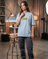 T.T. Women|Oversized Printed T-Shirt|Round Neck|Soft Breathable Cotton Fabric | Street , Casual & Outdoor Wear Tees|Cheesy Print|Baby Blue