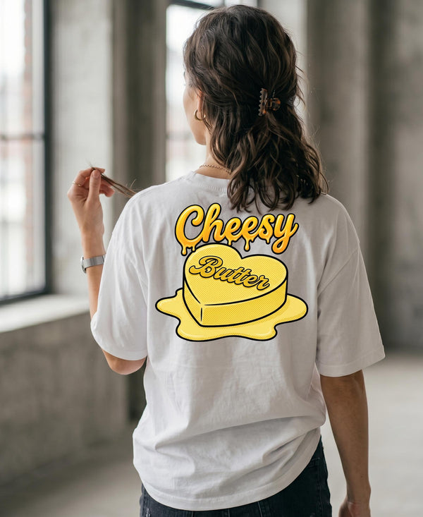 T.T. Women|Oversized Printed T-Shirt|Round Neck|Soft Breathable Cotton Fabric | Street , Casual & Outdoor Wear Tees|Cheesy Print|White