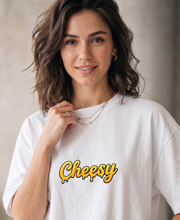 T.T. Women|Oversized Printed T-Shirt|Round Neck|Soft Breathable Cotton Fabric | Street , Casual & Outdoor Wear Tees|Cheesy Print|White