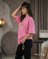 T.T. Women|Oversized Printed T-Shirt|Round Neck|Soft Breathable Cotton Fabric | Street , Casual & Outdoor Wear Tees|Cheesy Print|Pink