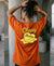 T.T. Women|Oversized Printed T-Shirt|Round Neck|Soft Breathable Cotton Fabric | Street , Casual & Outdoor Wear Tees|Cheesy Print|Orange