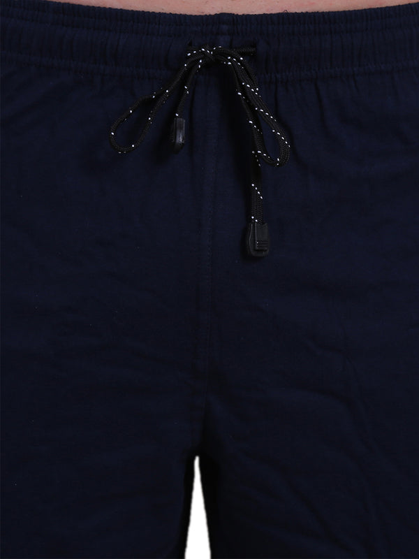 T.T. MenSolid Cotton Blend Shorts With Zipper & Back Pocket|Pack Of 2|Navy,Airforce