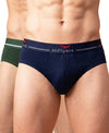 Hiflyers Men|Soft Breathable Odour-Free Cotton Lycra Fabric|Regular Fit|Comfortable Everyday Innerwear Brief|Pack Of 2|Navy,Olive