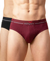 Hiflyers Men|Soft Breathable Odour-Free Cotton Lycra Fabric|Regular Fit|Comfortable Everyday Innerwear Brief|Pack Of 2|Maroon,Black