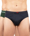 Hiflyers Men|Soft Breathable Odour-Free Cotton Lycra Fabric|Regular Fit|Comfortable Everyday Innerwear Brief|Pack Of 2|Grey,Olive