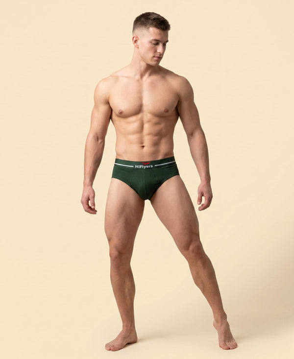 Hiflyers Men|Soft Breathable Odour-Free Cotton Lycra Fabric|Regular Fit|Comfortable Everyday Innerwear Brief|Olive