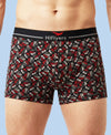 Hiflyers Men|Soft Breathable Odour-Free Cotton Lycra Fabric|Regular Fit|Stylish Geometrical Design Printed Trunk|Black