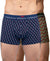 Hiflyers Men|Soft Breathable Odour-Free Cotton Lycra Fabric|Regular Fit|Stylish Geometrical Design Printed Trunk|Pack Of 2|Navy,Olive