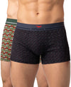 Hiflyers Men|Soft Breathable Odour-Free Cotton Lycra Fabric|Regular Fit|Stylish Geometrical Design Printed Trunk|Pack Of 2|Grey,Olive