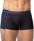 Hiflyers Men|Soft Breathable Odour-Free Cotton Lycra Fabric|Regular Fit|Stylish Geometrical Design Printed Trunk|Pack Of 2|Grey,Navy