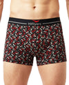 Hiflyers Men|Soft Breathable Odour-Free Cotton Lycra Fabric|Regular Fit|Stylish Geometrical Design Printed Trunk|Pack Of 2|Grey,Black