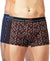 Hiflyers Men|Soft Breathable Odour-Free Cotton Lycra Fabric|Regular Fit|Stylish Geometrical Design Printed Trunk|Pack Of 3|Black,Grey,Navy