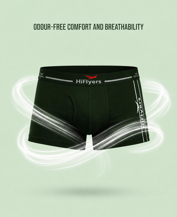 Hiflyers Men|Soft Breathable Odour-Free Cotton Lycra Fabric|Regular Fit|Comfortable Everyday Innerwear Trunk|Pack Of 2|Maroon,Olive
