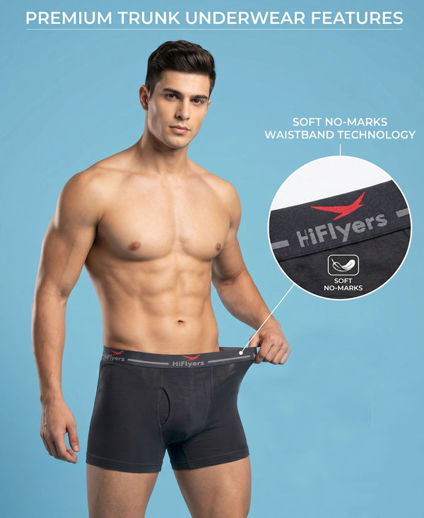 Hiflyers Men|Soft Breathable Odour-Free Cotton Lycra Fabric|Regular Fit|Comfortable Everyday Innerwear Trunk|Pack Of 2|Maroon,Grey