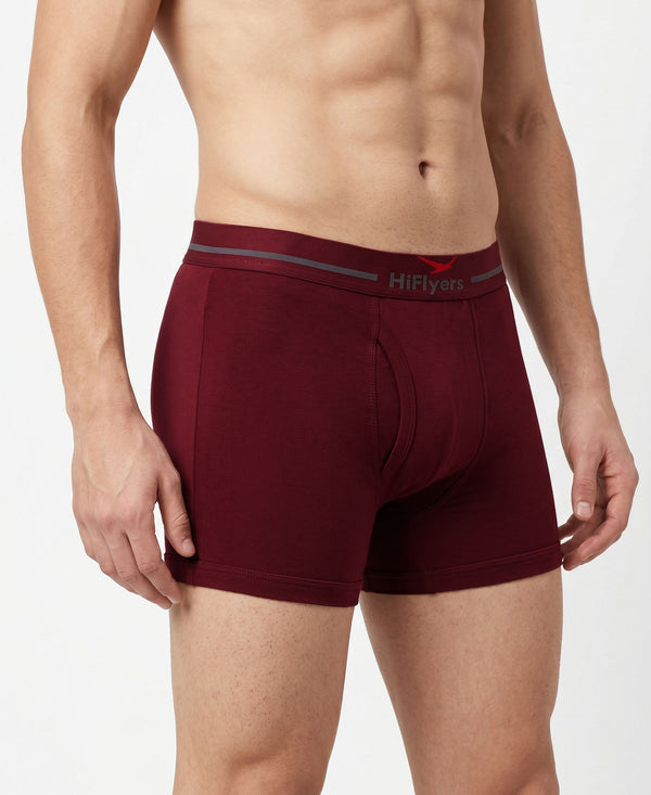 Hiflyers Men|Soft Breathable Odour-Free Cotton Lycra Fabric|Regular Fit|Comfortable Everyday Innerwear Trunk|Maroon