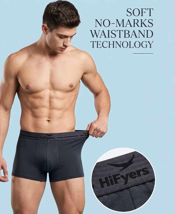Hiflyers Men|Soft Breathable Odour-Free Cotton Lycra Fabric|Regular Fit|Comfortable Everyday Innerwear Trunk|Grey