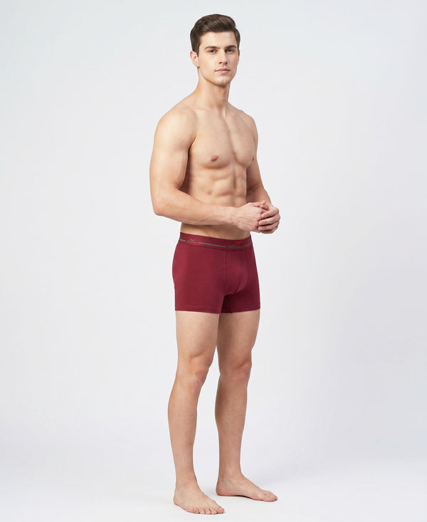 Hiflyers Men|Soft Breathable Odour-Free Cotton Lycra Fabric|Regular Fit|Comfortable Everyday Innerwear Trunk|Pack Of 2|Maroon,Grey