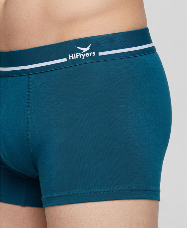 Hiflyers Men|Soft Breathable Odour-Free Micro Modal With Spandex Fabric|Regular Fit|Luxurious All-Day Innerwear Trunk|Pack Of 2|Teal,Grey