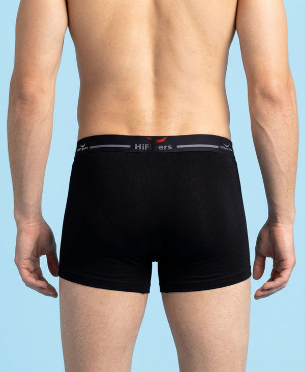Hiflyers Men|Soft Breathable Odour-Free Micro Modal With Spandex Fabric|Regular Fit|Luxurious All-Day Innerwear Trunk|Pack Of 2|Black,Grey