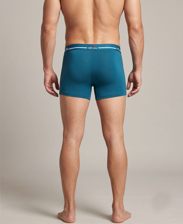 Hiflyers Men|Soft Breathable Odour-Free Micro Modal With Spandex Fabric|Regular Fit|Luxurious All-Day Innerwear Trunk|Pack Of 3|Olive,Teal,Grey