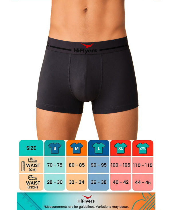 Hiflyers Men|Soft Breathable Odour-Free Micro Modal With Spandex Fabric|Regular Fit|Luxurious All-Day Innerwear Trunk|Pack Of 2|Teal,Grey