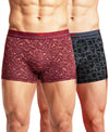 Hiflyers Men'S Micro Modal Spandex Trunk|Anti-Bacterial Odour-Free Fabric|Regular Fit|Ultra Soft Breathable Printed Innerwear|Pack Of 2|Maroon,Grey