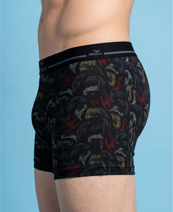 Hiflyers Men'S Micro Modal Spandex Trunk|Anti-Bacterial Odour-Free Fabric|Regular Fit|Ultra Soft Breathable Printed Innerwear|Pack Of 2|Maroon,Black