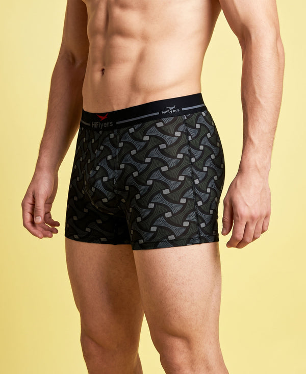 Hiflyers Men'S Micro Modal Spandex Trunk|Anti-Bacterial Odour-Free Fabric|Regular Fit|Ultra Soft Breathable Printed Innerwear|Pack Of 3|Maroon,Black,Black