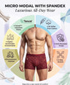 Hiflyers Men'S Micro Modal Spandex Trunk|Anti-Bacterial Odour-Free Fabric|Regular Fit|Ultra Soft Breathable Printed Innerwear|Maroon