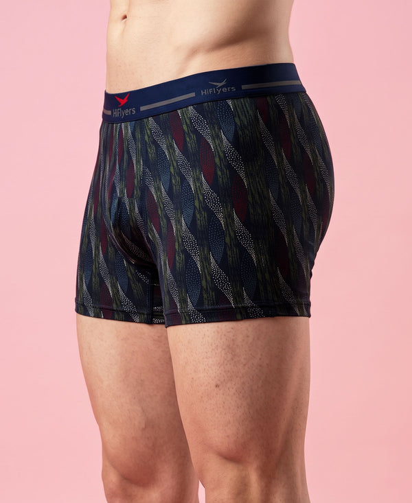 Hiflyers Men'S Micro Modal Spandex Trunk|Anti-Bacterial Odour-Free Fabric|Regular Fit|Ultra Soft Breathable Printed Innerwear|Navy