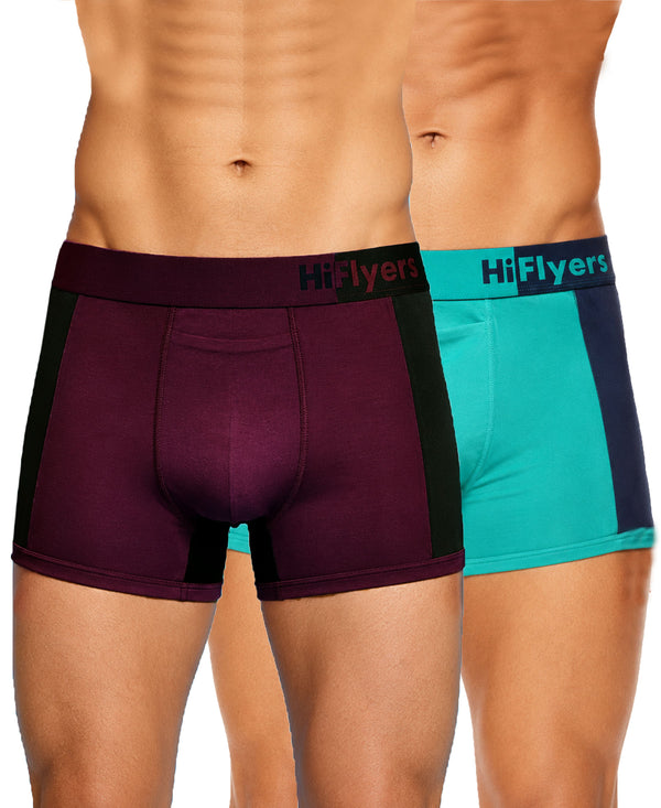 Hiflyers Men'S Micro Modal Spandex Sports Trunk|Anti-Bacterial Odour-Free Fabric|Regular Fit|Ultra Soft Breathable Premium Innerwear|Pack Of 2|Onion,Teal
