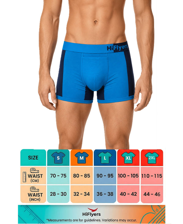 Hiflyers Men'S Micro Modal Spandex Sports Trunk|Anti-Bacterial Odour-Free Fabric|Regular Fit|Ultra Soft Breathable Premium Innerwear|Blue