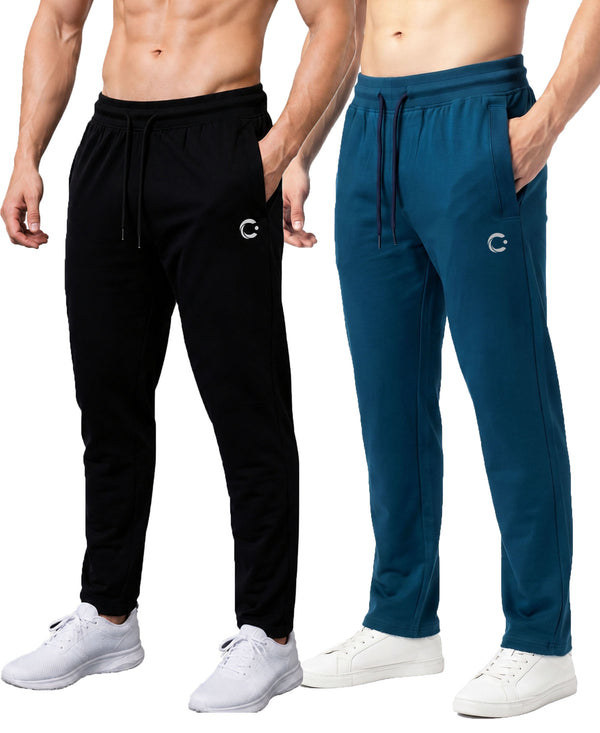 T.T. Men Dri-Fit Jogger Track Pant |Regular Fit| Side Zipper Pocket|Ideal For Gym, Running, Lounge & Casual Wear Pack Of 2-Black,Airforce