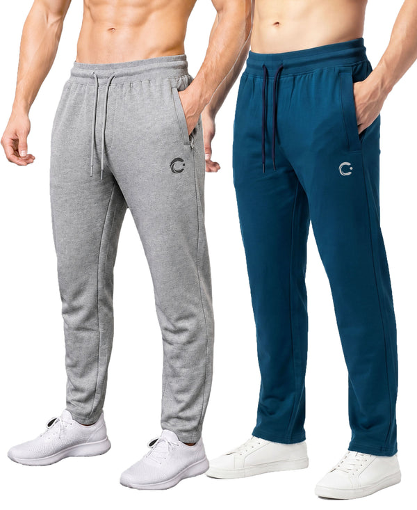 T.T. Men Dri-Fit Jogger Track Pant |Regular Fit| Side Zipper Pocket|Ideal For Gym, Running, Lounge & Casual Wear Pack Of 2-Grey Melange,Airforce