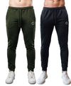 T.T. Men Cotton Rich Jogger Track Pant |Regular Fit| Side Zipper Pocket|Ideal For Gym, Running, Lounge & Casual Wear Pack Of 2-Olive,Black