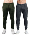 T.T. Men Cotton Rich Jogger Track Pant |Regular Fit| Side Zipper Pocket|Ideal For Gym, Running, Lounge & Casual Wear Pack Of 2-Olive,Anthra