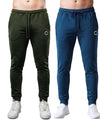 T.T. Men Cotton Rich Jogger Track Pant |Regular Fit| Side Zipper Pocket|Ideal For Gym, Running, Lounge & Casual Wear Pack Of 2-Olive,Airforce