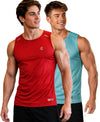 T.T. Men Dri-Fit Polyester Fooball-Knit Fabric| Round Neck | Sleeveless | Sweat-Wicking Gym & Active Wear Tees|Pack Of 2|Red,Sky Blue