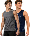 T.T. Men Dri-Fit Polyester Fooball-Knit Fabric| Round Neck | Sleeveless | Sweat-Wicking Gym & Active Wear Tees|Pack Of 2|Light Grey,Navy