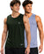 T.T. Men Dri-Fit Polyester Fooball-Knit Fabric| Round Neck | Sleeveless | Sweat-Wicking Gym & Active Wear Tees|Pack Of 2|Dark Green,Light Purple