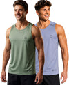 T.T. Men Dri-Fit Polyester Fooball-Knit Fabric| Round Neck | Sleeveless | Sweat-Wicking Gym & Active Wear Tees|Pack Of 2|Light Green,Light Purple