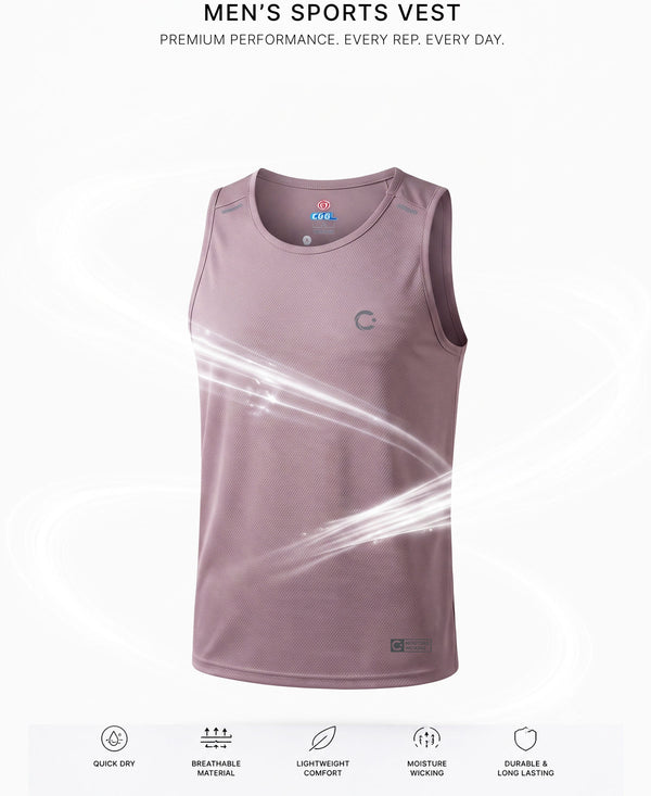 T.T. Men Dri-Fit Polyester Fooball-Knit Fabric| Round Neck | Sleeveless | Sweat-Wicking Gym & Active Wear TeesLight Pink