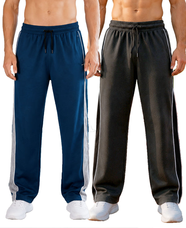 T.T. Men Premium Cotton Cut & Sew Track Pant |Straight Fit| Side Zipper Pocket|Ideal For Gym, Running, Lounge & Casual Wear Pack Of 2-Anthra,Airforce